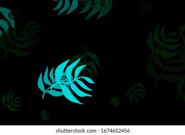 Dark Green vector abstract background with leaves. Modern geometrical abstract illustration with leaves. Textured pattern for websites, banners.