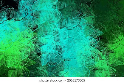 Dark Green vector abstract background with flowers. Creative illustration in blurred style with flowers. New template for your brand book.