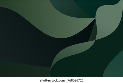 Dark Green vector abstract cambered background. blurred geometric sample with gradient.  The pattern of blurred lines for your business design.