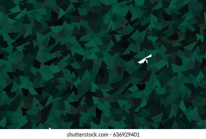 Dark Green vector abstract colorful background, which consist of triangles. Pattern with colored triangles on white background.