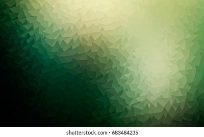 Dark Green vector abstract colorful background, which consist of triangles. Pattern with colored triangles on white background.