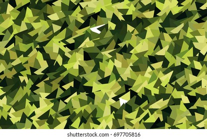 Dark Green vector abstract colorful background, which consist of triangles. Pattern with colored triangles on white background.
