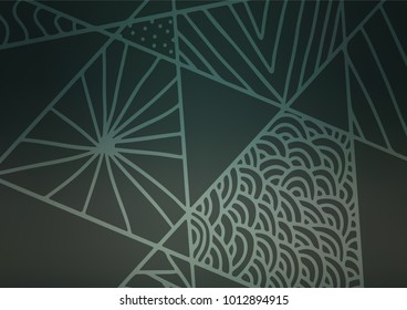 Dark Green vector abstract doodle pattern. Ethnic elegant natural pattern with gradient. The elegant pattern can be used as a part of a brand book.
