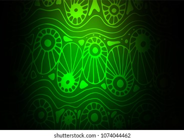 Dark Green vector abstract doodle pattern. A vague abstract illustration with doodles in Indian style. The best blurred design for your business.