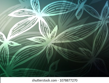 Dark Green vector abstract doodle template. Blurred decorative design in Indian style with Zen tangles. The elegant pattern can be used as a part of a brand book.