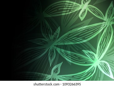 Dark Green vector abstract doodle background. Shining colored illustration with doodles in Zen tangle style. The pattern can be used for heads of websites and designs.
