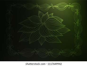 Dark Green vector abstract doodle texture. Colorful illustration in abstract style with doodles and Zen tangles. The pattern can be used for heads of websites and designs.