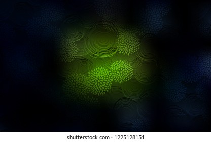Dark Green vector abstract doodle template. Creative illustration in blurred style with flowers. The completely new template can be used for your brand book.