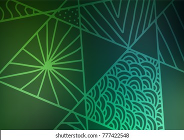 Dark Green vector abstract doodle background. Geometric doodle illustration in Origami style with gradient. A new texture for your design.