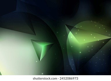 Dark Green vector Abstract illustration with colorful discs and triangles. Modern abstract illustration with colorful water drops. Wallpaper for a cell phone.
