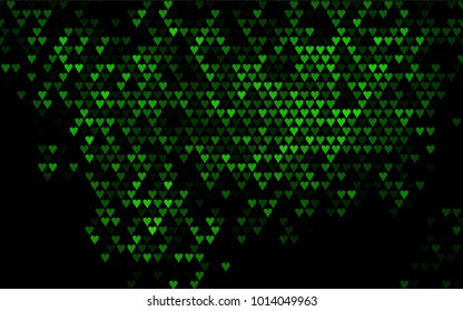 Dark Green vector abstract lovely pattern with Hearts on white background. Happy Valentine's Day Greeting Card with small hearts. Stock template for your romantic ad, leaflet, banner.