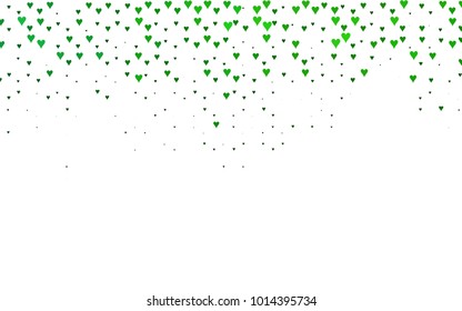 Dark Green vector abstract lovely pattern with Hearts on white background. Happy Valentine's Day Greeting Card with small hearts. Stock template for your romantic ad, leaflet, banner.