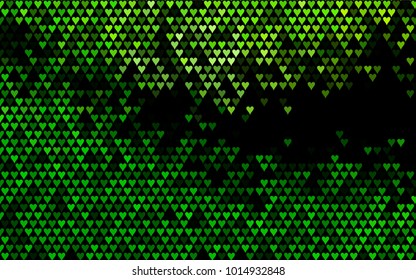 Dark Green vector abstract lovely pattern with Hearts on white background. Happy Valentine's Day Greeting Card with small hearts. Stock template for your romantic ad, leaflet, banner.