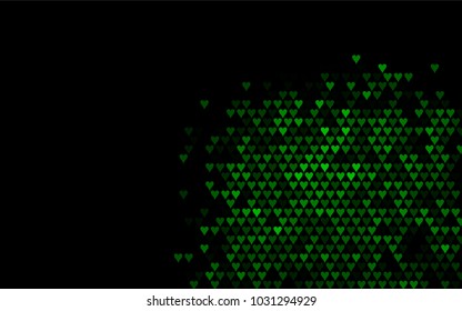 Dark Green vector abstract lovely pattern with Hearts on white background. Happy Valentine's Day Greeting Card with small hearts. Stock template for your romantic ad, leaflet, banner.