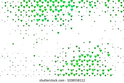 Dark Green vector abstract lovely pattern with Hearts on white background. Happy Valentine's Day Greeting Card with small hearts. Stock template for your romantic ad, leaflet, banner.