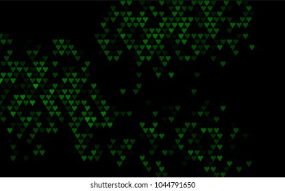 Dark Green vector abstract lovely pattern with Hearts on white background. Happy Valentine's Day Greeting Card with small hearts. Stock template for your romantic ad, leaflet, banner.
