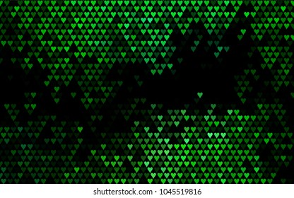 Dark Green vector abstract lovely pattern with Hearts on white background. Happy Valentine's Day Greeting Card with small hearts. Stock template for your romantic ad, leaflet, banner.