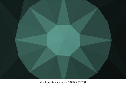 Dark Green vector abstract mosaic backdrop with a diamond. Illustration in halftone style with triangles. New template for your brand book.