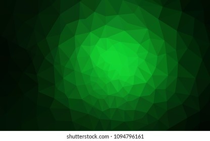 Dark Green vector abstract mosaic pattern. Shining polygonal illustration, which consist of triangles. A completely new design for your leaflet.