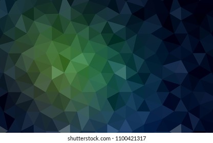 Dark Green vector abstract mosaic background. Triangular geometric sample with gradient.  Textured pattern for your backgrounds.