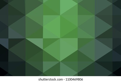 Dark Green vector abstract mosaic backdrop. Colorful abstract illustration with gradient. The best triangular design for your business.