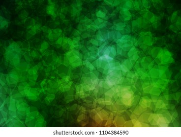 Dark Green vector abstract mosaic template. hexagonal geometric sample with gradient.  Brand new style for your business design.