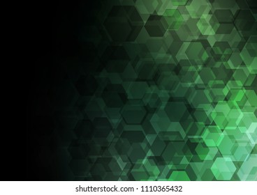 Dark Green vector abstract mosaic template. hexagonal geometric sample with gradient.  Brand new design for your business.