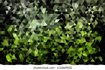 Dark Green vector abstract mosaic template. Triangular geometric sample with gradient.  Triangular pattern for your business design.