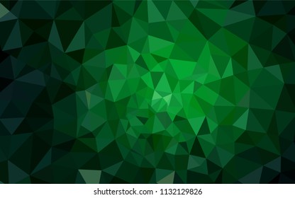 Dark Green vector abstract mosaic background. Shining polygonal illustration, which consist of triangles. Best triangular design for your business.