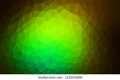 Dark Green vector abstract mosaic pattern. Shining colorful illustration with triangles. Triangular pattern for your design.