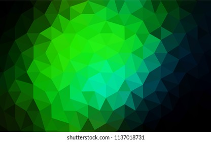 Dark Green vector abstract mosaic background. Triangular geometric sample with gradient.  New template for your brand book.
