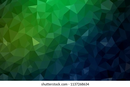 Dark Green vector abstract mosaic backdrop. Shining polygonal illustration, which consist of triangles. Triangular pattern for your design.