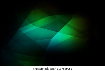 Dark Green vector abstract mosaic background. Geometric illustration in Origami style with gradient.  A new texture for your web site.