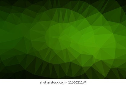Dark Green vector abstract mosaic backdrop. Triangular geometric sample with gradient.  Brand new style for your business design.