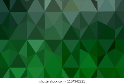 Dark Green vector abstract mosaic pattern. Colorful abstract illustration with triangles. Brand new style for your business design.