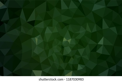 Dark Green vector abstract mosaic background. Polygonal abstract illustration with gradient. Triangular pattern for your design.