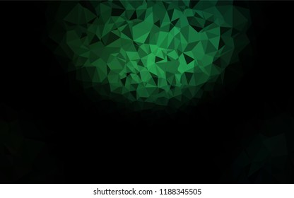 Dark Green vector abstract mosaic background. Geometric illustration in Origami style with gradient.  Triangular pattern for your business design.