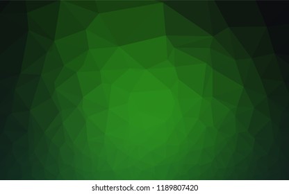 Dark Green vector abstract mosaic backdrop. Shining illustration, which consist of triangles. The template can be used as a background for cell phones.