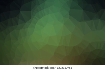 Dark Green vector abstract mosaic background. Brand new colored illustration in blurry style with gradient. Triangular pattern for your business design.
