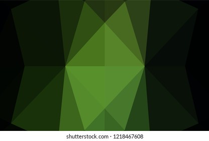 Dark Green vector abstract mosaic background. Shining illustration, which consist of triangles. The textured pattern can be used for background.