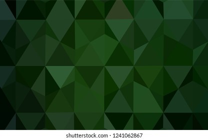 Dark Green vector abstract mosaic backdrop. Shining colorful illustration with triangles. Brand new style for your business design.