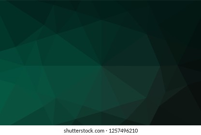 Dark Green vector abstract mosaic pattern. Shining illustration, which consist of triangles. The textured pattern can be used for background.