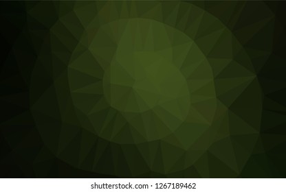 Dark Green vector abstract mosaic pattern. A sample with polygonal shapes. The best triangular design for your business.