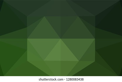 Dark Green vector abstract mosaic background. Modern geometrical abstract illustration with gradient. Triangular pattern for your business design.