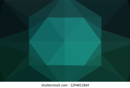 Dark Green vector abstract mosaic pattern. Shining colored illustration in a Brand new style. The best triangular design for your business.