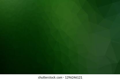 Dark Green vector abstract mosaic backdrop. A vague abstract illustration with gradient. The best triangular design for your business.