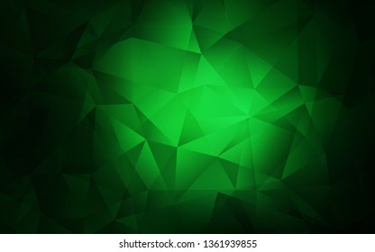 Dark Green vector abstract mosaic background. Glitter abstract illustration with an elegant triangles. Pattern for a brand book's backdrop.