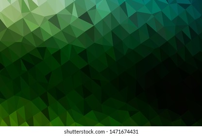 Dark Green vector abstract mosaic backdrop. Brand new colorful illustration in with gradient. The best triangular design for your business.