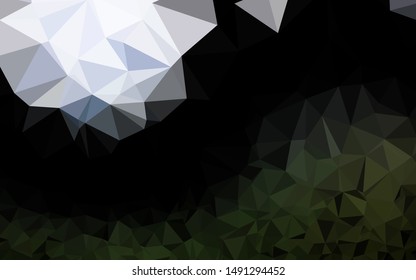 Dark Green vector abstract mosaic pattern. Colorful illustration in Origami style with gradient.  Template for your brand book.