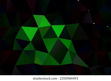 Dark Green vector abstract mosaic background. Triangular geometric sample with gradient.  Triangular pattern for your business design.